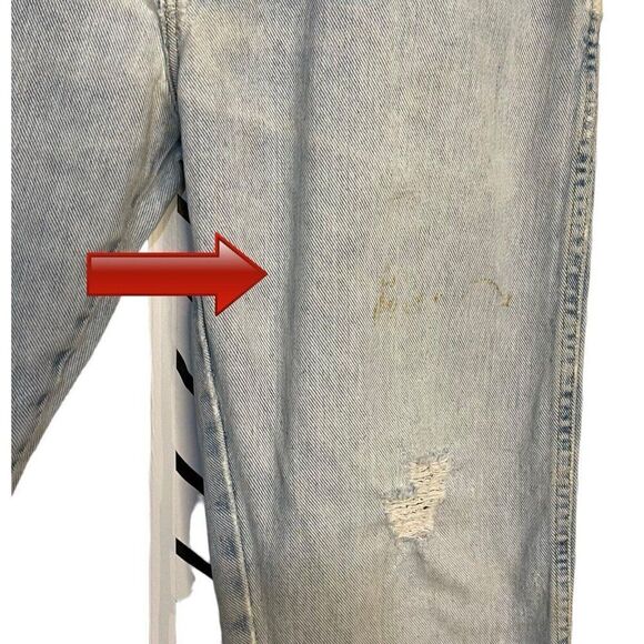 Wrangler Straight Leg Jeans Mens 32 X 30 Blue Denim Distressed Zip Casual FLAWED - Picture 6 of 11